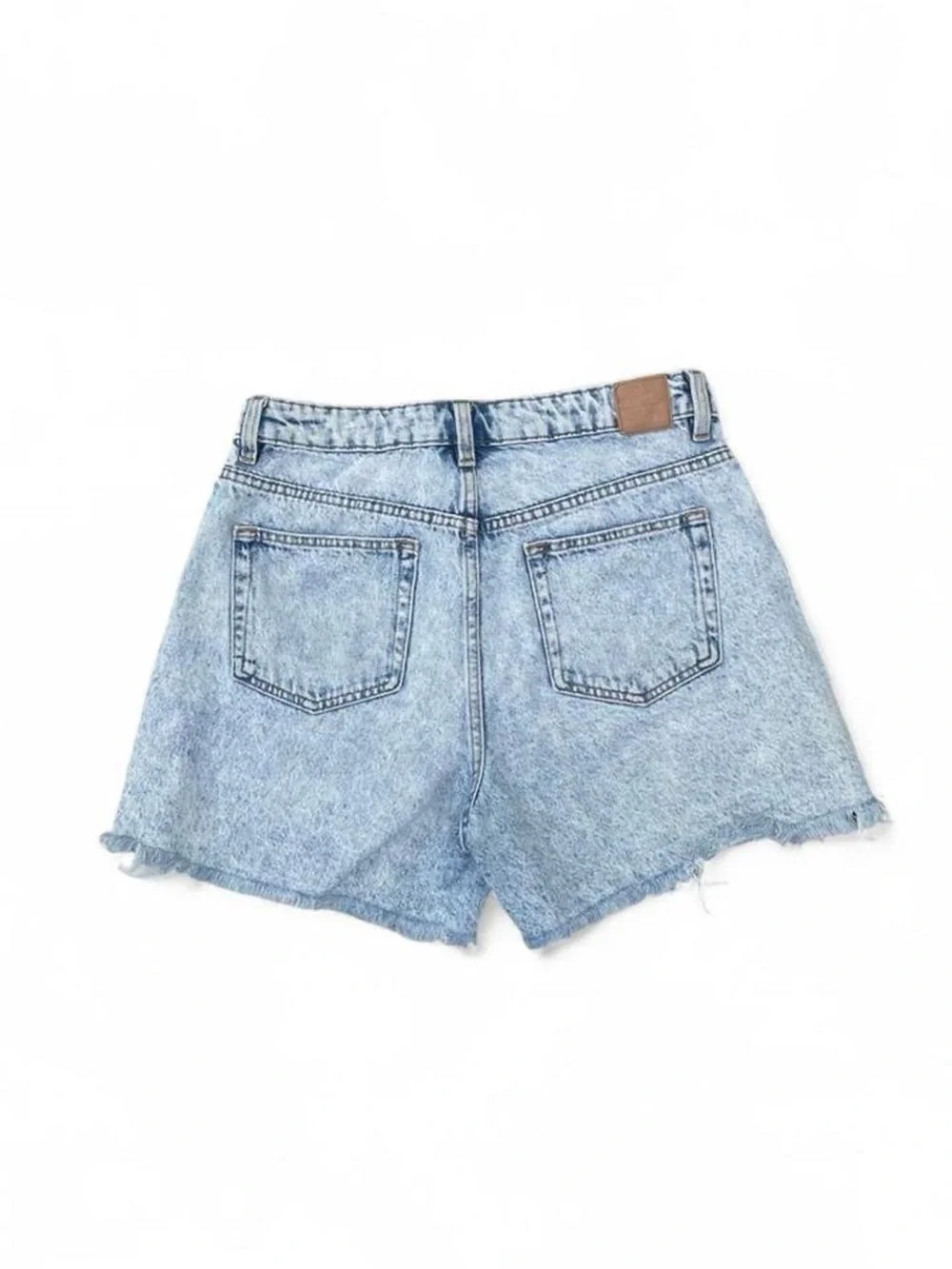 Zara Acid Wash High-Waist Denim Cutoff Shorts Raw Hem Size 8